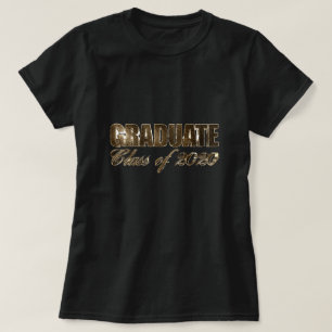 Graduate Class of 2020 Elegant Black and Gold Text T-Shirt