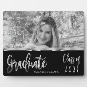 Graduate Class of 2021 Black and Silver Script Plaque