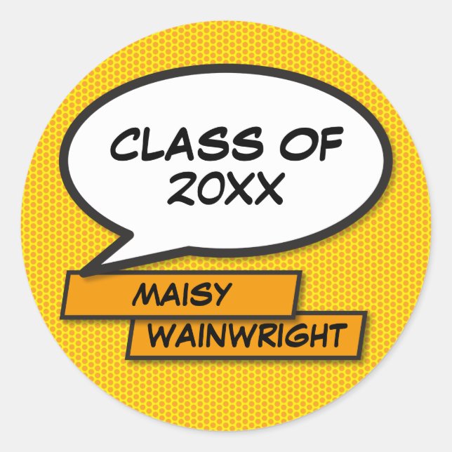 Graduate Class of 2021 Graduation Fun Modern Classic Round Sticker (Front)