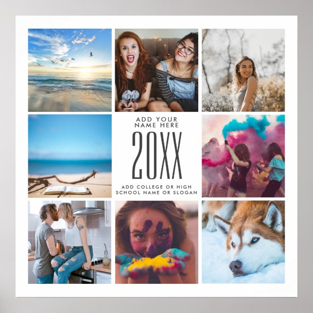 Graduate Class of 2022 Custom 8 Photo Collage Poster (Front)