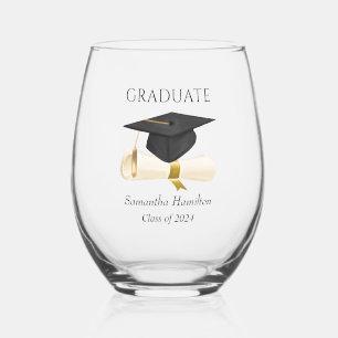 Graduate Class of 2024 Personalised Stemless Wine Glass