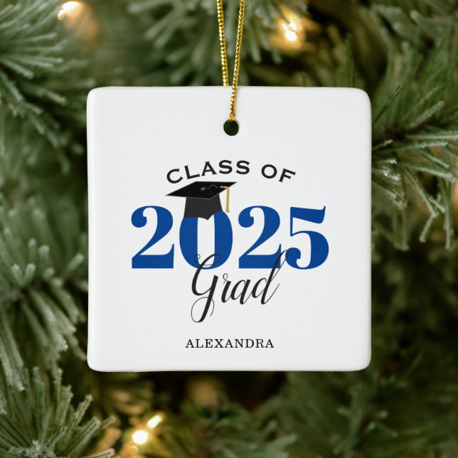 Graduate Class of 2025 Modern Dark Blue Ceramic Ornament (Tree)