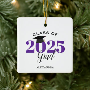 Graduate Class of 2025 Modern Purple Ceramic Ornament