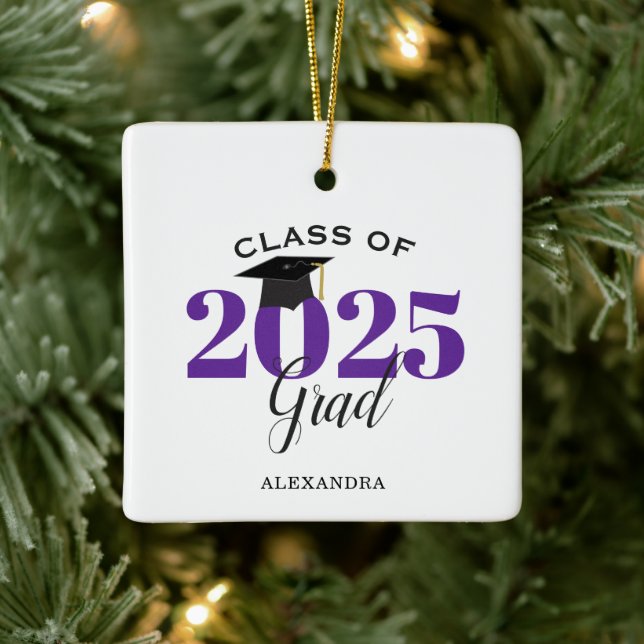 Graduate Class of 2025 Modern Purple Ceramic Ornament (Tree)