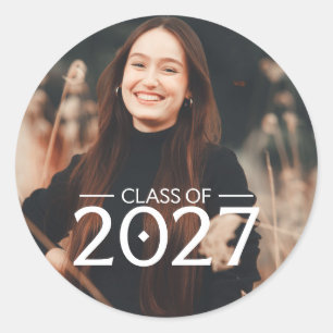 Graduate Class of 2027 Photo Classic Round Sticker