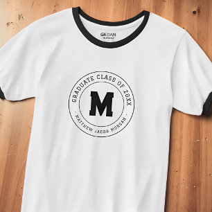 Graduate Class of 20XX Custom Modern Monogram T-Shirt