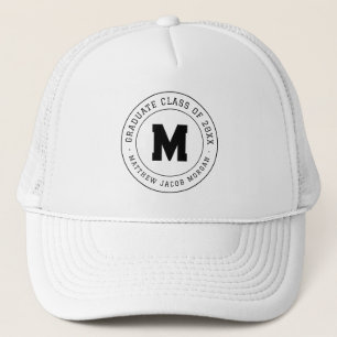 Graduate Class of 20XX Custom Modern Monogram Trucker Hat