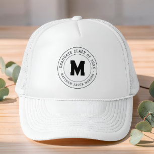 Graduate Class of 20XX Custom Modern Monogram Trucker Hat