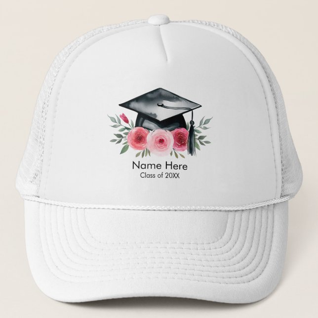 Graduate Class of 20XX Floral  Trucker Hat (Front)