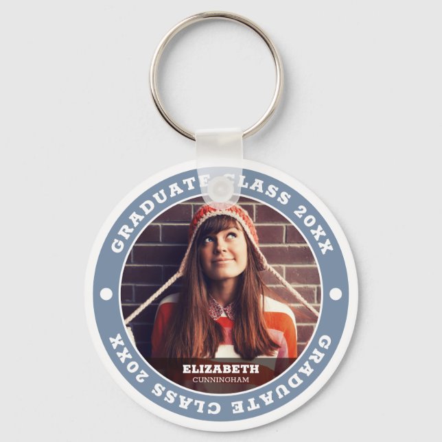 Graduate Class of 20XX Graduation Photo Key Ring (Front)
