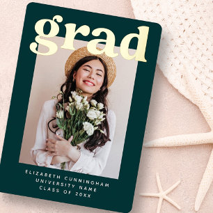 Graduate Class of 20XX Modern Photo Graduation Foil Holiday Card