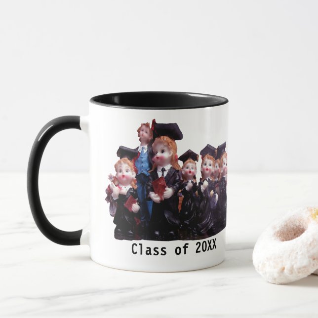 Graduate Class of 20XX Porcelain Figurines Photo Mug (With Donut)