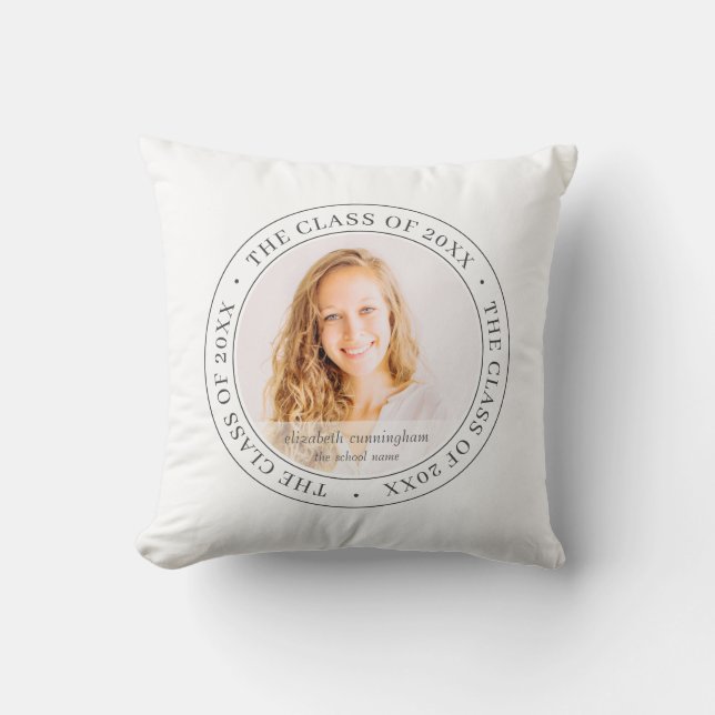 Graduate Class of 20XX Simple Modern Custom Photo Cushion (Front)