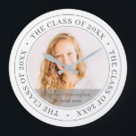 Graduate Class of 20XX Simple Modern Custom Photo Large Clock<br><div class="desc">This simple and classic design is composed of sans serif and playful cursive typography and add a custom photo.</div>