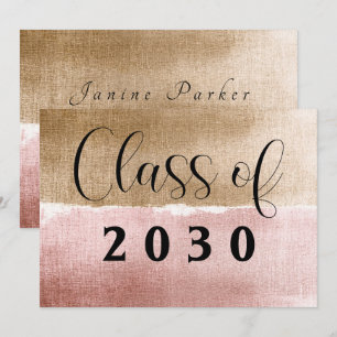 Graduate Class of Gold and Pink Modern Graduation Announcement