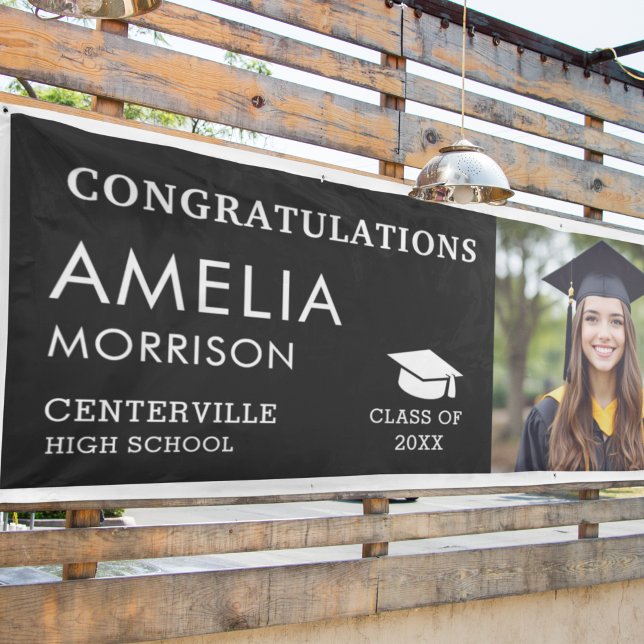 Graduate Class Of Graduation Photo Black White Banner (Creator Uploaded)