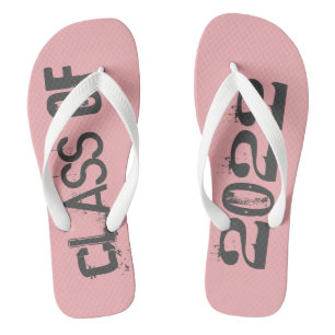 Graduate Class of Graduation Pink White Flip Flops