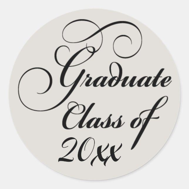 Graduate Class of Greige Elegant Classy Classic Round Sticker (Front)