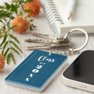 Graduate Class of Year School Colors Blue Key Ring