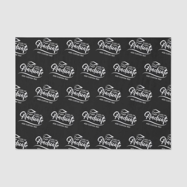 Graduate Class Year Black White Custom Graduation Tissue Paper (Front)