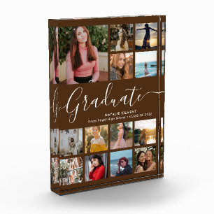 Graduate Collage Graduation Brown Photo Block