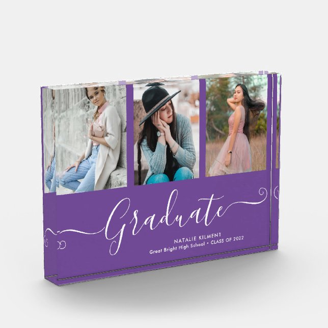 Graduate Collage Graduation Purple Photo Block (Left)