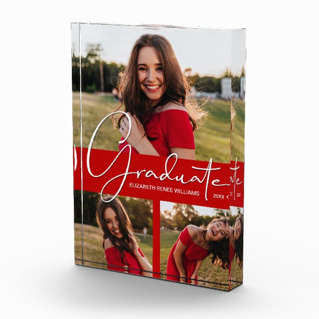 Graduate Collage Graduation Scarlet Announcement Photo Block (Right)