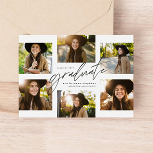 Graduate collage six photo modern graduation announcement