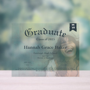 Graduate Commemorative Keepsake Diploma Acrylic Sign