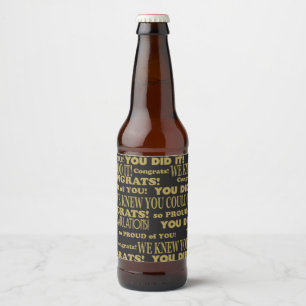 Graduate Congrats Black and Gold Beer Bottle Label