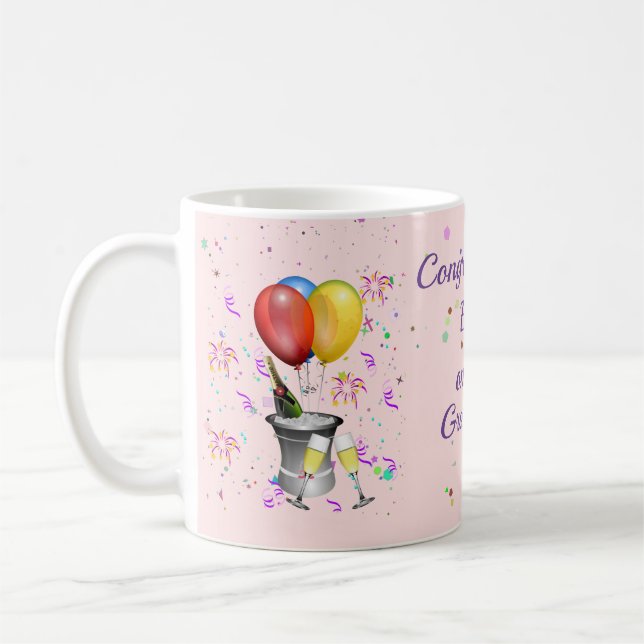 Graduate Congratulations Celebration Pink Coffee Mug (Left)