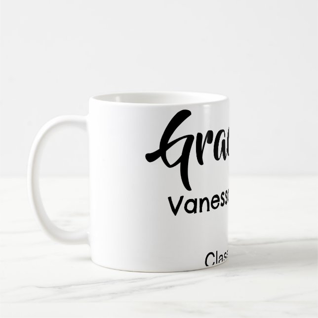 Graduate congratulations name date year class univ coffee mug (Left)