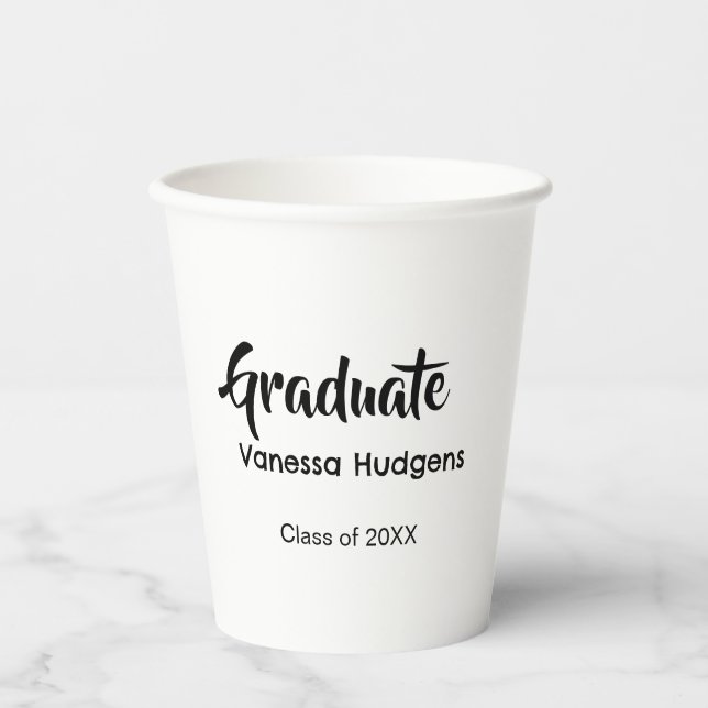 Graduate congratulations name date year class univ paper cups (Front)