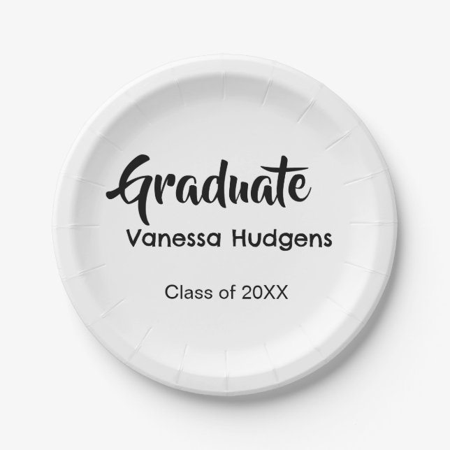 Graduate congratulations name date year class univ paper plate (Front)