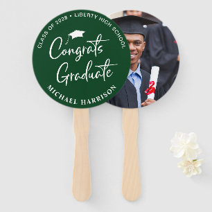 Graduate Congratulations Photo Green Hand Fan