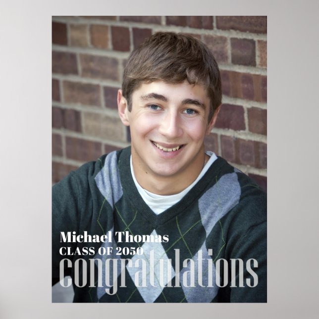 Graduate Congratulations Photo Modern Minimalist Poster (Front)