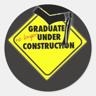 Graduate Construction Hat Classic Round Sticker