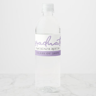 Graduate Coral Script Hand-Lettering with Year Water Bottle Label