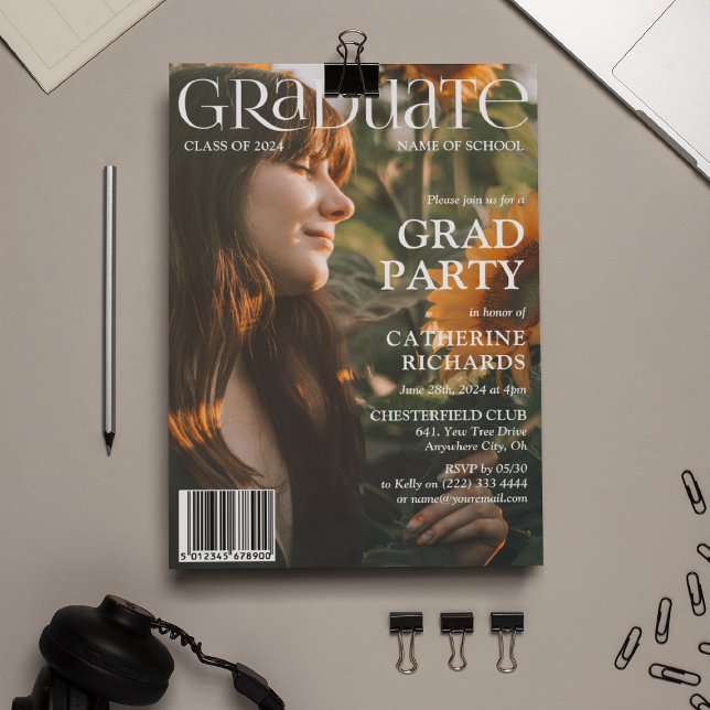 Graduate Cover Photo Magazine Graduation Party Invitation (Creator Uploaded)