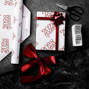 Graduate Crimson Script   Modern Classy Red Year Wrapping Paper