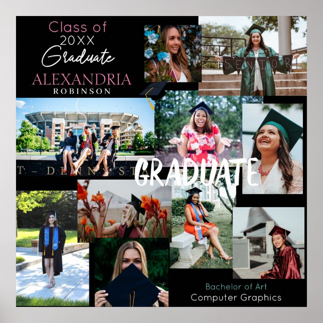 Graduate Custom Multi Photo Collage 6 V1 Poster (Front)