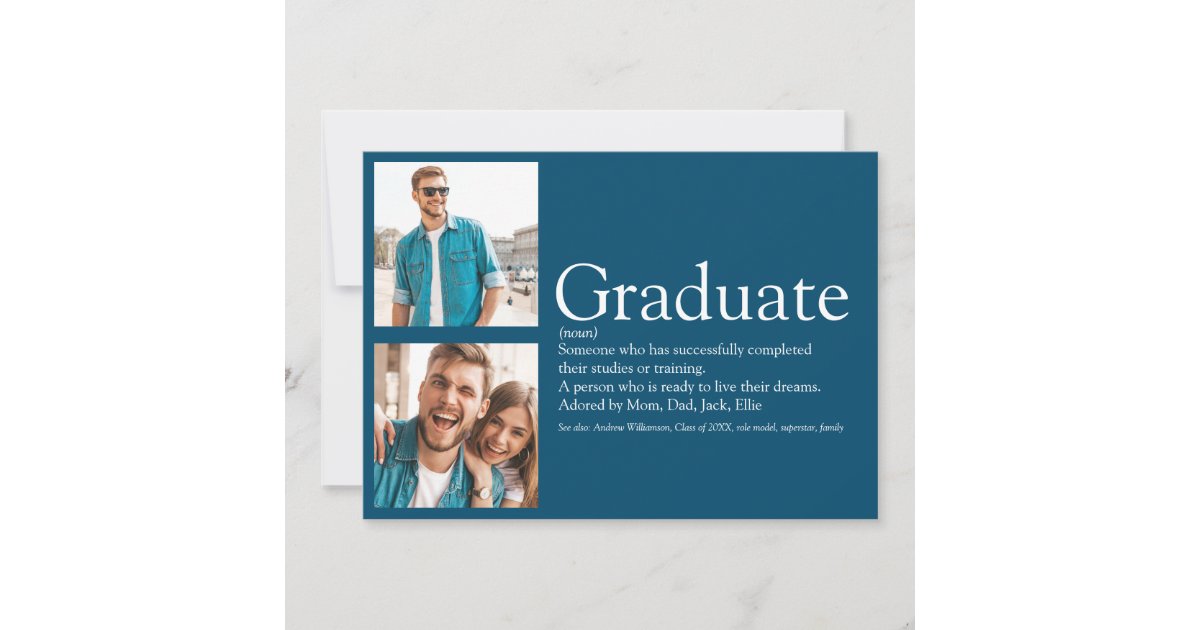 Graduate Definition 2 Photo Class of 2021 Blue Invitation | Zazzle.co.uk