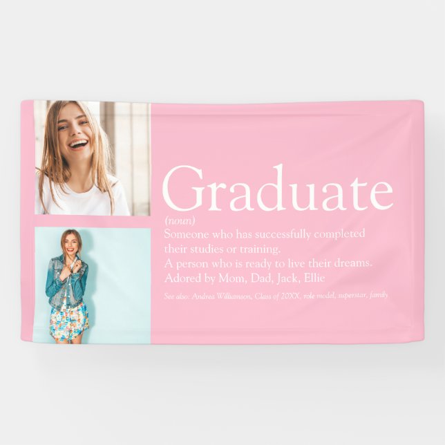 Graduate Definition 2 Photo Modern Pink Banner (Horizontal)