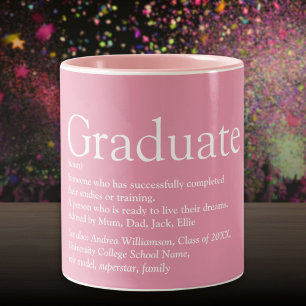 Graduate Definition Class of 2021 Fun Girly Pink Two-Tone Coffee Mug