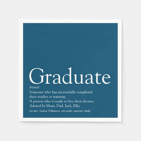 Graduate Definition Class of 2021 Modern Blue Napkin