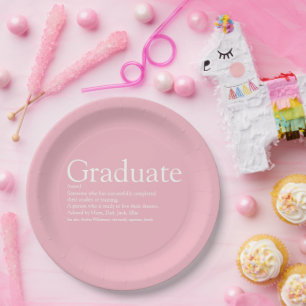 Graduate Definition Girly Pink Modern Paper Plate