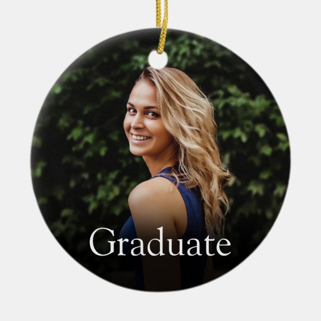 Graduate Definition Girly Pink Photo Ceramic Tree Decoration (Front)