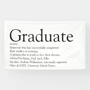 Graduate Definition Modern Black And White Banner