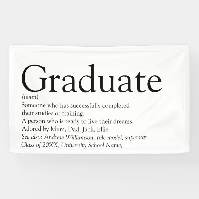 Graduate Definition Modern Black And White Banner (Horizontal)