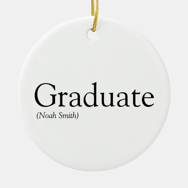 Graduate Definition Modern Black And White Ceramic Tree Decoration (Front)